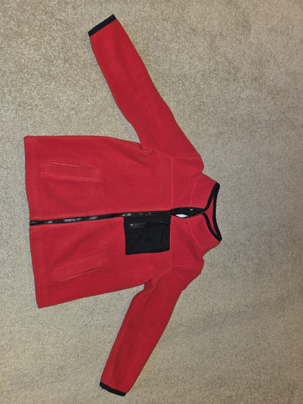 Kids Red Fleece Jacket with Chest Pocket